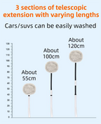 Professional Telescopic(55-120cm) Car Microfiber Wash Mop with 2 Brush Cover - 90° Rotating Detachable Brush Head, 15° Ergonomic Curved Rod & Handle - Durable Aluminum Alloy Chenille Brush for Car, Home and Window Cleaning