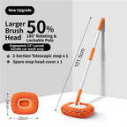 Orange 21° Curved Car Wash Mop and Snow Scraper with 180° Rotating Detachable Pole & 2 x Extra Large Microfiber Brush Cover – 2 Section Telescopic (58–101.5 CM) Aluminum Alloy Cleaning Brush for Vehicle and Home Care