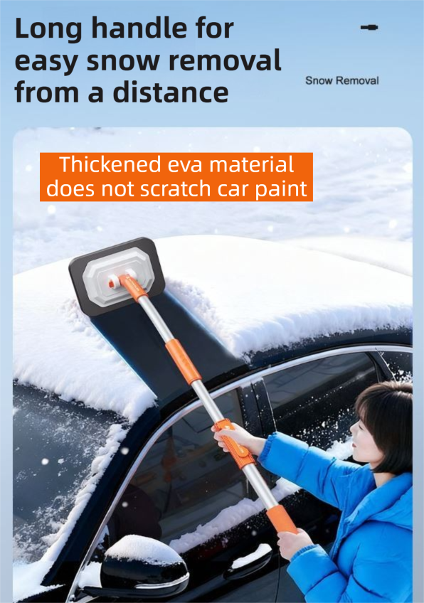Orange 21° Curved Car Wash Mop and Snow Scraper with 180° Rotating Detachable Pole & 2 x Extra Large Microfiber Brush Cover – 2 Section Telescopic (58–101.5 CM) Aluminum Alloy Cleaning Brush for Vehicle and Home Care