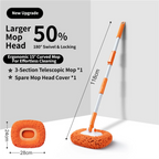 Orange 21° Curved Car Wash Mop and Snow Scraper with 180°Rotating Detachable Pole & 2 x Extra Large Microfiber Brush Cover – 3 Section Telescopic (58–118 CM) Aluminum Alloy Cleaning Brush for Vehicle and Home Care