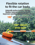 Orange 21° Curved Car Wash Mop and Snow Scraper with 180°Rotating Detachable Pole & 2 x Extra Large Microfiber Brush Cover – 3 Section Telescopic (58–118 CM) Aluminum Alloy Cleaning Brush for Vehicle and Home Care