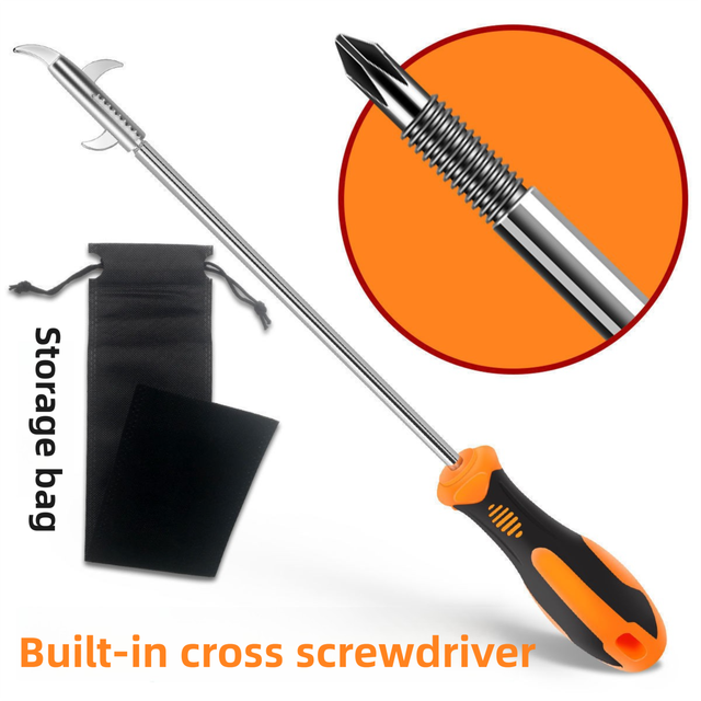Multifunctional Car Tire Stone Remover Hook with Storage Bag, Zinc Alloy 4-Head Pick & Tire Brush – 28cm Stainless Steel Cleaning Tool Built-In Screwdriver and Emergency Window Breaker
