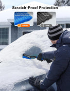 27" Car Snow Brush and Ice Scraper – 2-in-1 Detachable Car Windshield Winter Clearing Tool with Soft Foam Grip & Paint-Safe Scraping Chutes for Cars, Trucks, SUVs (Heavy Duty ABS, Thickened Nylon Brush, Orange)