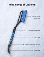 27" Car Snow Brush and Ice Scraper – 2-in-1 Detachable Car Windshield Winter Clearing Tool with Soft Foam Grip & Paint-Safe Scraping Chutes for Cars, Trucks, SUVs (Heavy Duty ABS, Thickened Nylon Brush, Orange)