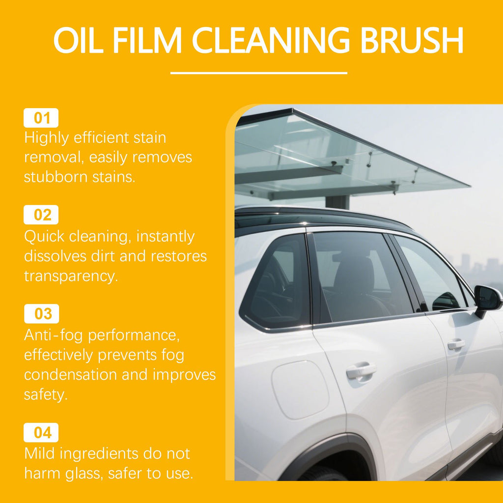 120ML Car Windshield Glass Oil Film Remover Cleansing Brush – Automative Window Degreaser and Cleaner Applicator for Rain Marks, Water Spots and Driving Visibility Restoration