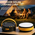 LY20 Black and Yellow Compact Solar Camping Lantern for Home Travel Use, Outdoor LED Tent Lamp and Hanging Light - 4 Lighting Modes and 3 Levels Brightness Adjustment, LED Power Display, Solar & USB-C Dual Charging