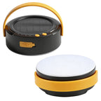 LY20 Black and Yellow Compact Solar Camping Lantern for Home Travel Use, Outdoor LED Emergency Tent Lamp and Hanging Light - 4 Lighting Modes and 3 Levels Brightness Adjustment, LED Power Display, Solar & USB-C Dual Charging (2 Pack)