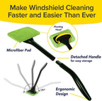 Car Windshield Rotating Defogger Cleaner Brush with 4 Washable Microfibre Pads, Spray Bottle and Detachable Handle for Home Car Fog Dust Stain Removal