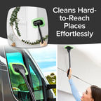 Car Windshield Rotating Defogger Cleaner Brush with 4 Washable Microfibre Pads, Spray Bottle and Detachable Handle for Home Car Fog Dust Stain Removal