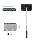 Black Telescopic Car Windshield Cleaning Brush with 3 Replacement Microfiber- Aluminium Alloy Extendable Handle, 180° Rotatable Microfibre Head, Anti-Fog & Streak-Free Glass Wiper for Car & Home Use, Soft Grip Foam Handle