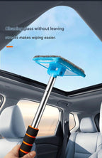 Pink Telescopic Car Windshield Cleaning Brush with 3 Replacement Microfiber- Aluminium Alloy Extendable Handle, 180° Rotatable Microfibre Head, Anti-Fog & Streak-Free Glass Wiper for Car & Home Use, Soft Grip Foam Handle