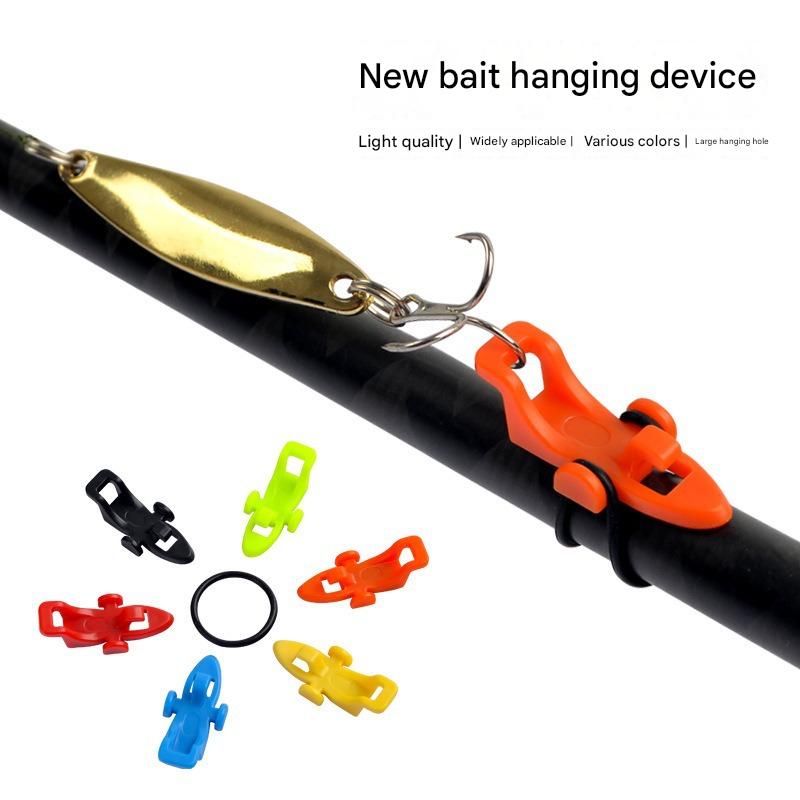 4-piece Fishing Rod Hook Keeper Set - Car Shaped Lure Holder, ABS Plastic Bait Clip with Rubber Rings, Portable Tackle Accessory for Surf Fishing and Lure Fishing