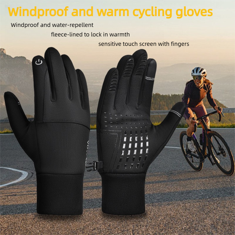 2 Pairs Black M size Winter Cycling Gloves Set - Windproof Thermal Touchscreen Sports Gloves with Water Resistant Design for Cycling, Running, Skiing and Outdoor Activities