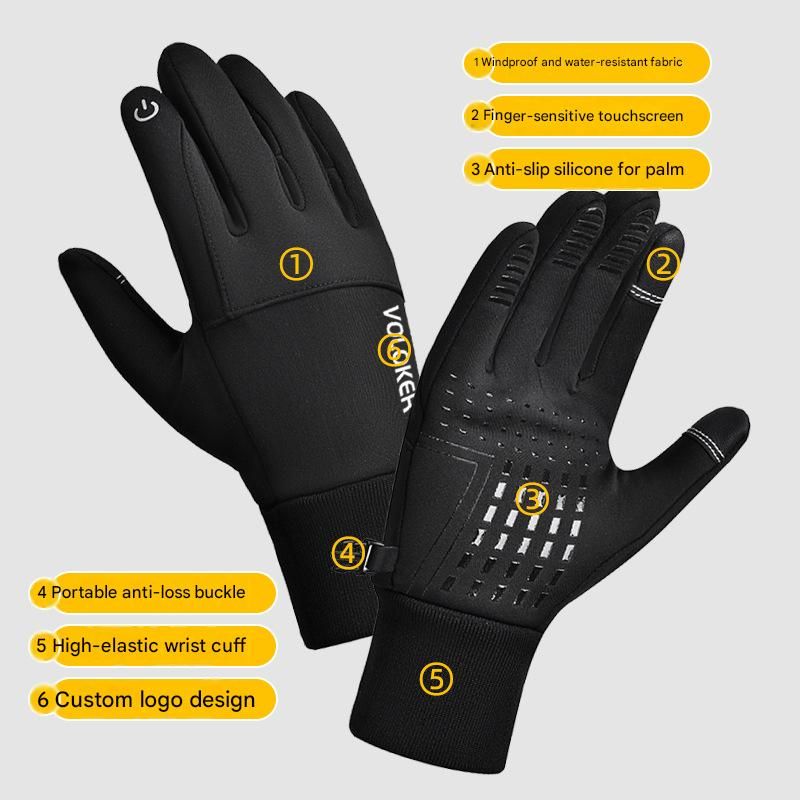 2 Pairs Black M size Winter Cycling Gloves Set - Windproof Thermal Touchscreen Sports Gloves with Water Resistant Design for Cycling, Running, Skiing and Outdoor Activities