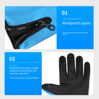 Blue XL size Winter Outdoor Cycling Gloves - Touch Screen Compatible Windproof Waterproof Non-Slip Palm Thermal Fleece Gloves for Cycling, Skiing, Hiking and Sports