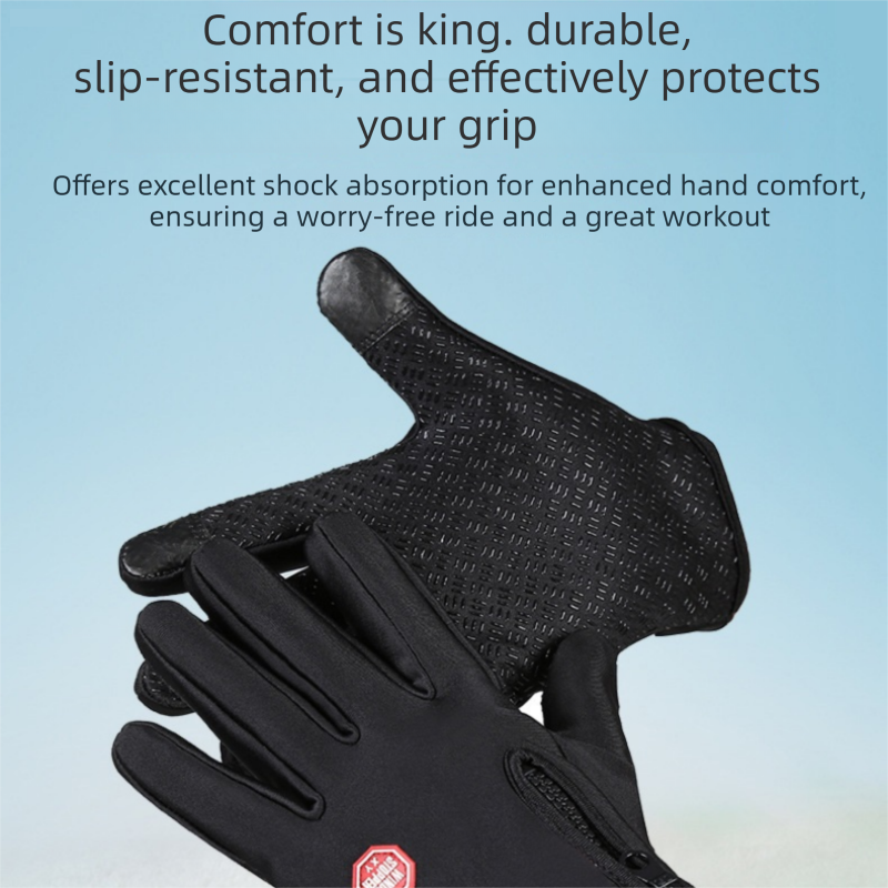 Purple L size Winter Outdoor Cycling Gloves - Touch Screen Compatible Windproof Waterproof Non-Slip Palm Thermal Fleece Gloves for Cycling, Skiing, Hiking and Sports