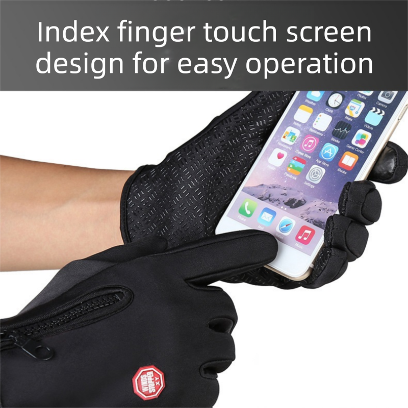 Purple L size Winter Outdoor Cycling Gloves - Touch Screen Compatible Windproof Waterproof Non-Slip Palm Thermal Fleece Gloves for Cycling, Skiing, Hiking and Sports