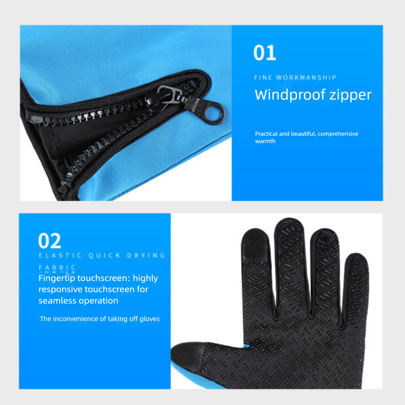 Purple L size Winter Outdoor Cycling Gloves - Touch Screen Compatible Windproof Waterproof Non-Slip Palm Thermal Fleece Gloves for Cycling, Skiing, Hiking and Sports