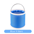Blue 9L Collapsible Car Wash Bucket - Oxford Fabric Portable Folding Pail with Handle for Camping, Fishing, and Vehicle Cleaning