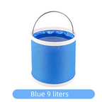 Blue 9L Collapsible Car Wash Bucket - Oxford Fabric Portable Folding Pail with Handle for Camping, Fishing, and Vehicle Cleaning