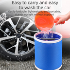 Blue 9L Collapsible Car Wash Bucket - Oxford Fabric Portable Folding Pail with Handle for Camping, Fishing, and Vehicle Cleaning