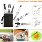 11PCS Green Camping Cookware Set – Lightweight Aluminium Camping Pots, Frying Pan, Kettle & Stainless Steel Cutlery, Portable Non-Stick Outdoor Cooking Set for 2-3 Person Camping, Hiking, Backpacking & Picnic