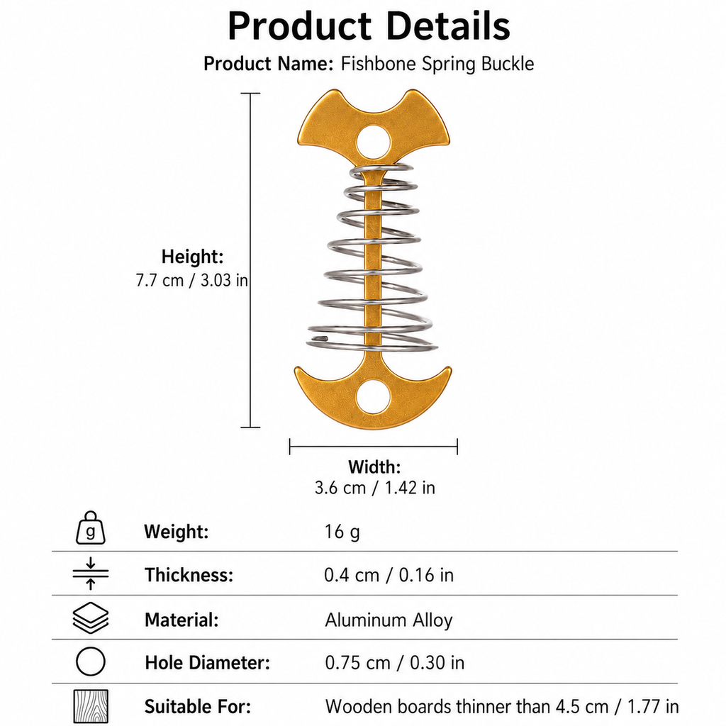 Gold Fishbone Spring Tent Pegs - 5 Pack Outdoor Camping Stakes for Tent Guy Lines, Canopy and Board Fixing
