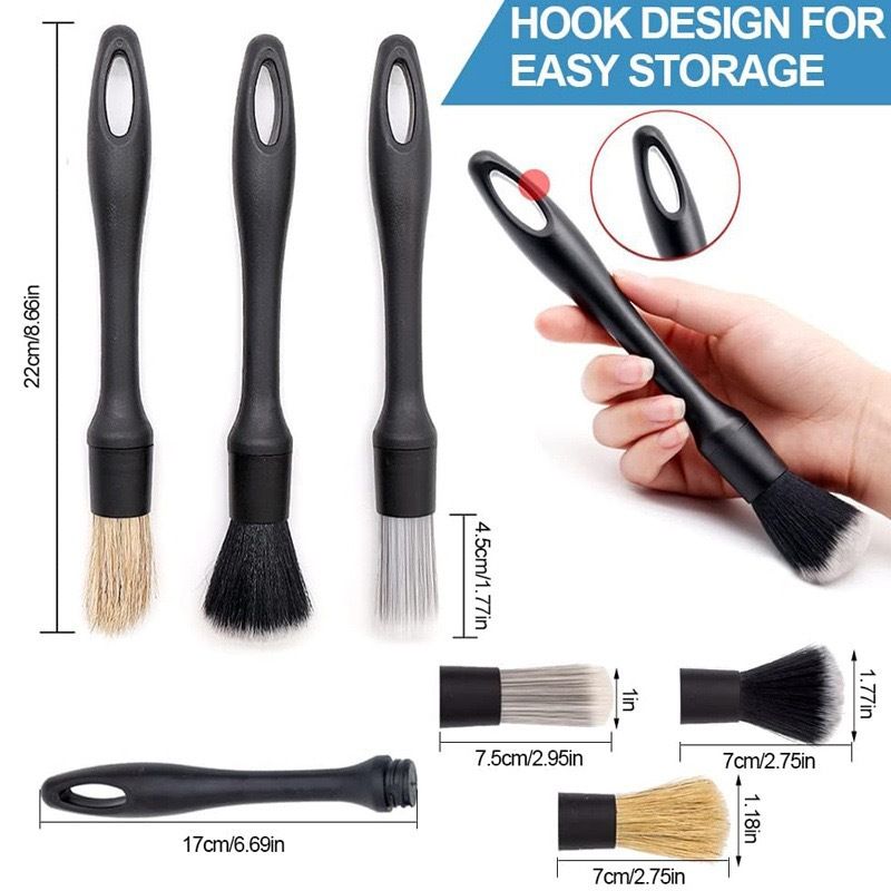 5-Piece Set Car Detailing Brush Set - Soft Bristle Interior Cleaning Brushes for Car Dashboard, Air Vents, Wheels and Hard to Reach Areas