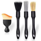 4-Piece Set Car Detailing Brush Set - Soft Bristle Interior Cleaning Brushes for Car Dashboard, Air Vents, Wheels and Hard to Reach Areas