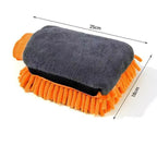 2 Pair Orange Chenille Car Wash Mitts, Double-Sided Microfiber Gloves with Waterproof Inner Layer