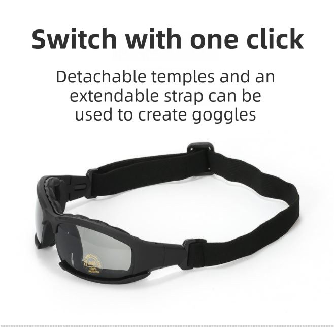 Dark Green Tactical Protection Goggles with Storage Box and Elastic Straps (Polarized & Photochromic 5-Lens Set) - Windproof, Dustproof, UV Protection for Cycling, Tactical shooting and Outdoor Use