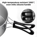 2-Piece Food Grade Stainless Steel Camping Cookware Set with 1.6L Kettle and Large Stew Pot - Hangable and Foldable, Compact Nesting  Storage, Anti Scald Wrapped Handle