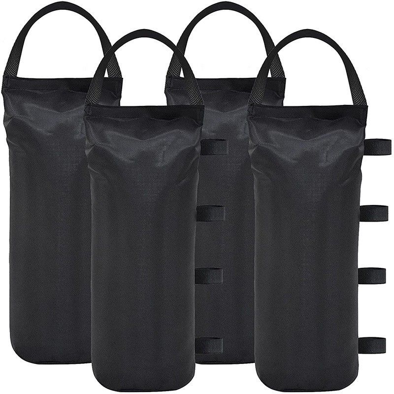4 Pack Black Fillable Awnings Weight Bags (Empty) with Hook and Loop Straps for Marquee, Tent, Market Stall and Outdoor Shelter