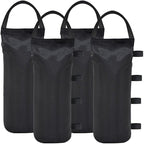 4 Pack Black Fillable Awnings Weight Bags (Empty) with Hook and Loop Straps for Marquee, Tent, Market Stall and Outdoor Shelter