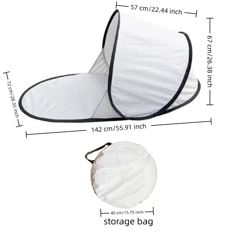 White Pop Up Beach Tent - Silver Coated Sun Shelter with Instant Setup, Lightweight Portable Shade for Camping Fishing Park, 142x72x67cm
