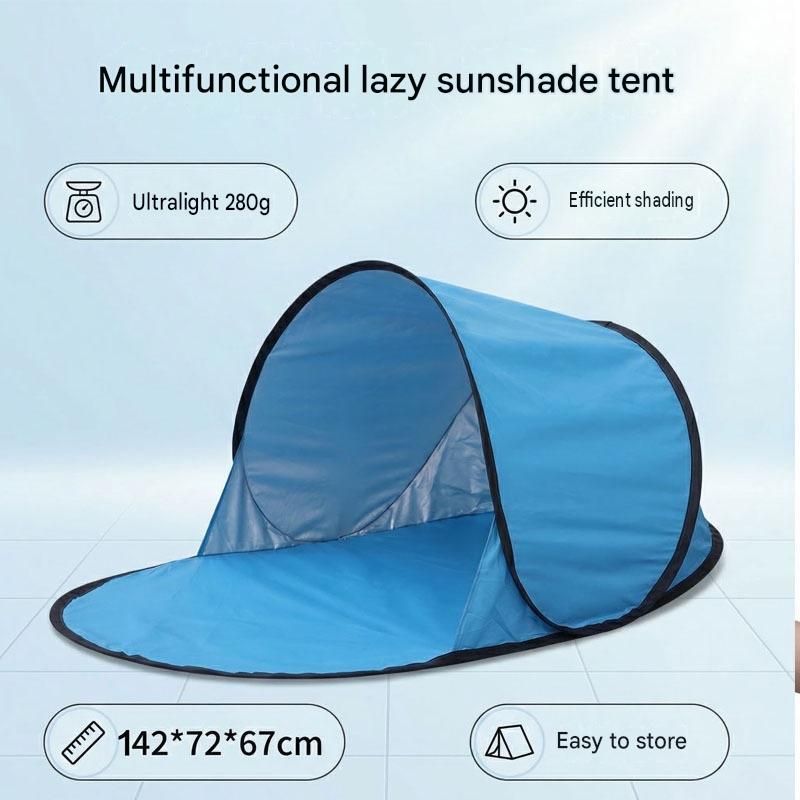 White Pop Up Beach Tent - Silver Coated Sun Shelter with Instant Setup, Lightweight Portable Shade for Camping Fishing Park, 142x72x67cm