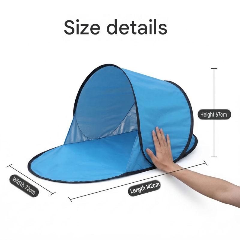 Blue Pop Up Beach Tent - Silver Coated Sun Shelter with Instant Setup, Lightweight Portable Shade for Camping Fishing Park, 142x72x67cm