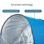 Blue Pop Up Beach Tent - Silver Coated Sun Shelter with Instant Setup, Lightweight Portable Shade for Camping Fishing Park, 142x72x67cm