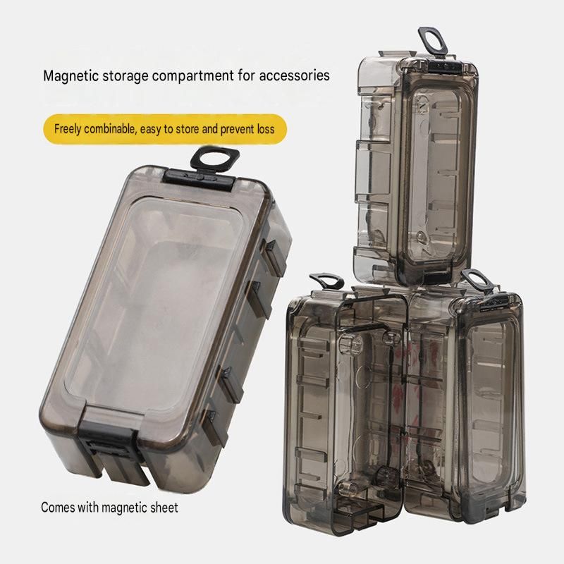 8 pack Green Magnetic Fishing Tackle Box - Modular Waterproof Storage Case for Hooks Lures Swivels - Stackable Portable Organizer with Glow Edges and Secure Latch for Anglers