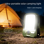 Solar Camping Lantern with Clip Green- 2000mAh USB and Solar Rechargeable, Waterproof Portable Tent Light with Digital Display for Outdoor Hiking Emergency