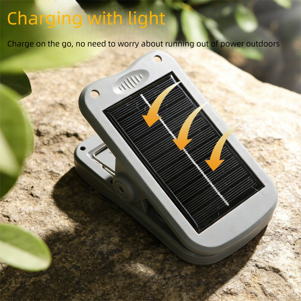 Solar Camping Lantern with Clip Green- 2000mAh USB and Solar Rechargeable, Waterproof Portable Tent Light with Digital Display for Outdoor Hiking Emergency