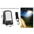 Solar Camping Lantern with Clip Black- 2000mAh USB and Solar Rechargeable, Waterproof Portable Tent Light with Digital Display for Outdoor Hiking Emergency