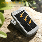 Solar Camping Lantern with Clip Black- 2000mAh USB and Solar Rechargeable, Waterproof Portable Tent Light with Digital Display for Outdoor Hiking Emergency