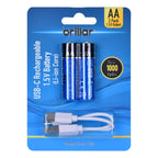 2 PCS AA USB Rechargeable LI-ION Battery