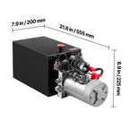 12 L Hydraulic Power Unit, Double Acting Dump Trailer Pump, 22 MPa Max Relief Pressure & 3.4 L/min Flow Rate, DC 12V Hydraulic Pump with Metal Reservoir for Dump Trailer Car Lifting