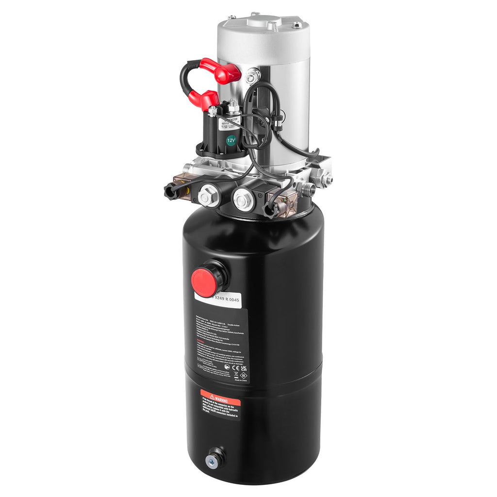 8 L Hydraulic Power Unit, Double Acting Dump Trailer Pump, 22 MPa Max Relief Pressure & 3.4 L/min Flow Rate, DC 12V Hydraulic Pump with Metal Reservoir for Dump Trailer Car Lifting