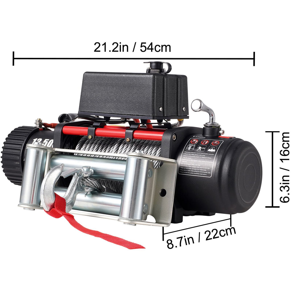 Electric Winch Recovery 12v 13500Lb / 6125Kg,Electric Truck Winch with Handle and Wireless Remote Control,13500Lb /6125Kg Electric Truck Winch with 92 ft Strong Steel Cable
