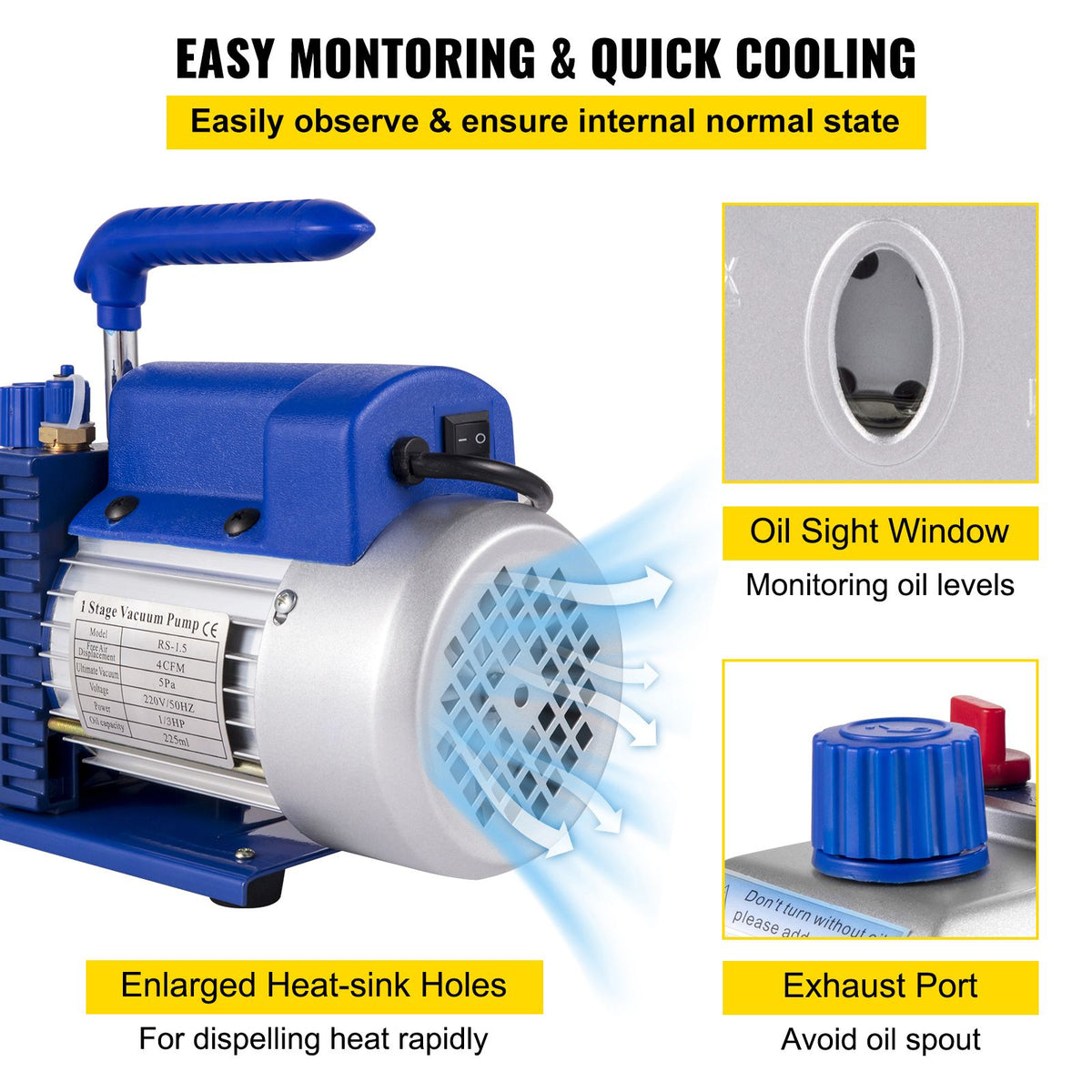 4CFM 1/4HP Rotary Vane Vacuum Pump + R134AManifold Gauge Tester Charging +Hose