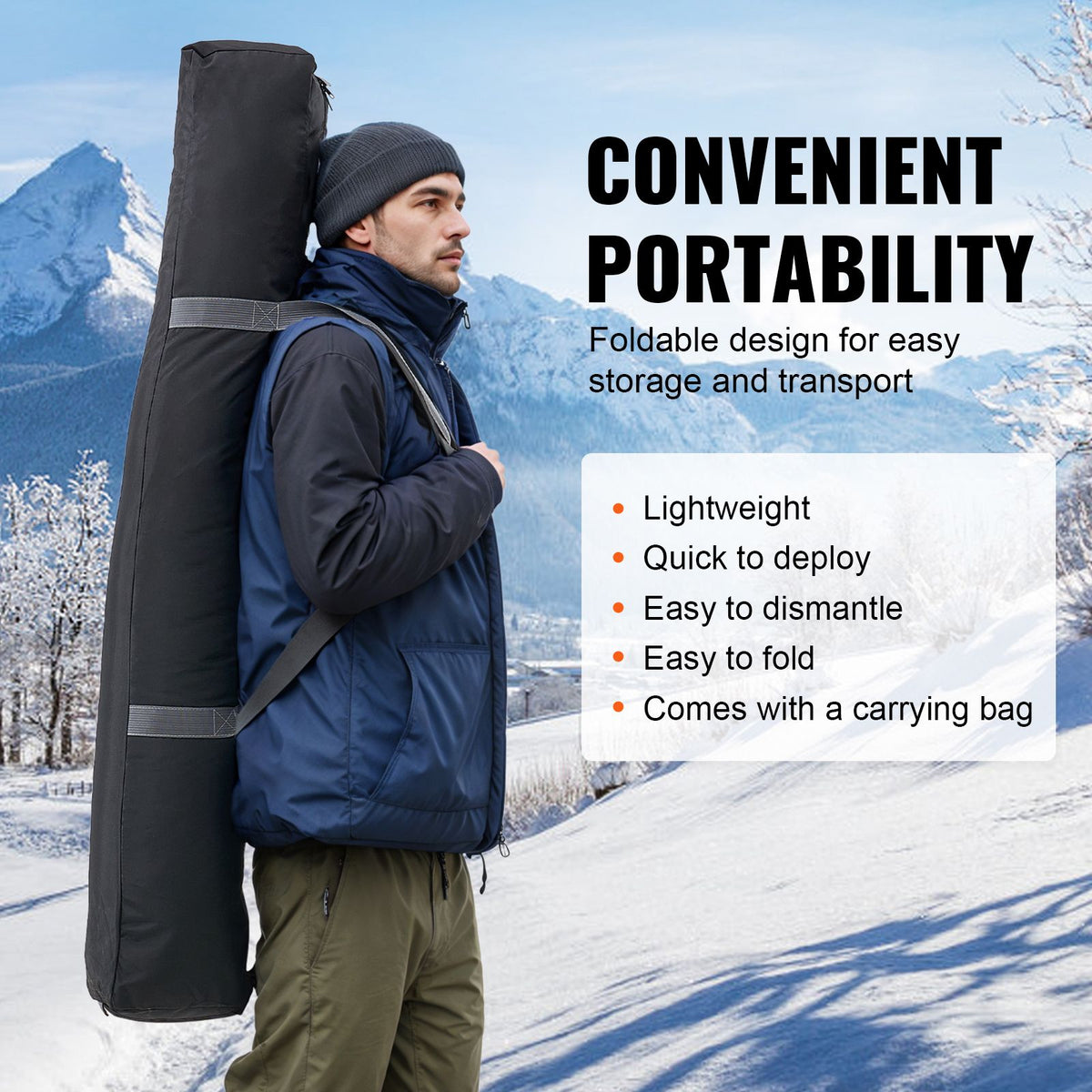 Portable Ice Shelter, 6-8 Person Pop-Up Ice Fishing Tent, 70 Square Feet Fishable Area, Ice Shanty for Winter Fishing, Waterproof Oxford Ice Cube with Anchors/Ropes/Carrying Bag, 142"x71" Black