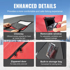 Portable Ice Shelter, 3-4 Person Insulated Pop-Up Ice Fishing Tent, 35 Square Feet Fishable Area, Thermal Ice Shanty for Winter Fishing, Ice Cube with Anchors, Ropes, Carrying Bag, 71"x71", Red